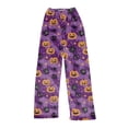 thumbnail image 4 of Watercolor Spiderweb Halloween Pajama Pants for Women, Fuzzy Lounge Bottoms with Pumpkin & Ghost Print, Soft Elastic Waist Flannel Sleep Trousers, 1 Pair Yellow XXXL, 4 of 6