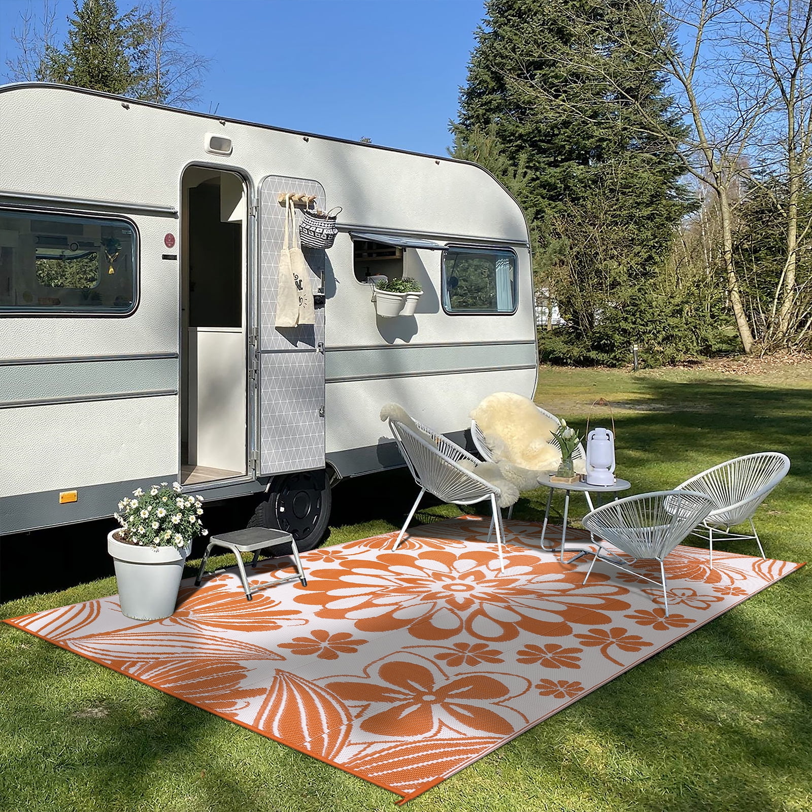 LOKHOM Outdoor Rug 8'x10' for Patios Waterproof Reversible Patio Mat Plastic Straw Rug Outside Area Rug Carpet for Camping RV,Porch,Deck,Balcony,Camper,Backyard