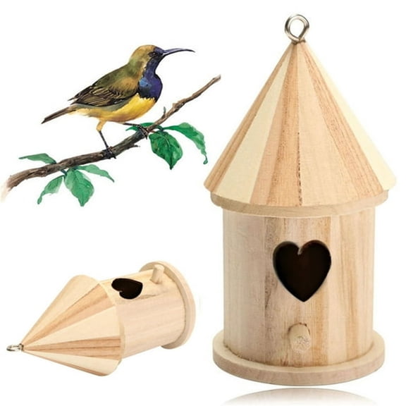 XIBUFE Hummingbird House for Outside Hanging,Outdoor Bird Houses Wooden Cottage Bird House Feeder,Wood Wild Bird House Feeder Garden Decor