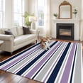 thumbnail image 2 of Area Rug for Living Room, Purple Grey Striped Non-Slip Indoor Large Carpet for Bedroom/Dining Room, Farmhouse Stripes Modern Abstract Art Washable Low-Profile Rectangle Floor Runner Rugs - 5 x 8 Ft, 2 of 8