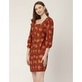 thumbnail image 4 of Moomaya Printed Short Dresses For Women, Button-Up Square Neck 3/4Th Sleeve Dress, 4 of 8