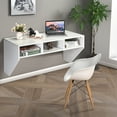 thumbnail image 2 of Costway Table d'Ordinateur Flottante Murale Bureau à Domicile Mobilier Étagère de Rangement Blanc, 2 of 10