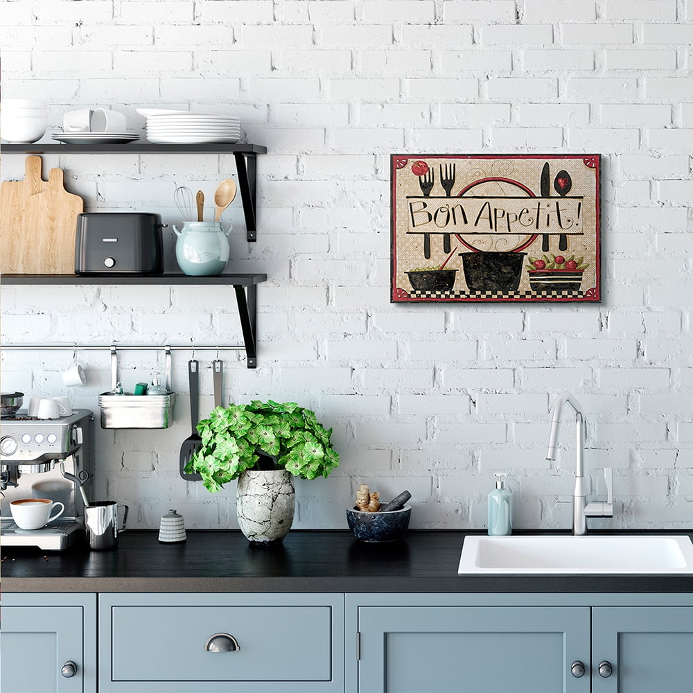 Stupell Industries Bon Appetit Phrase Vintage Kitchen Cooking Charm Canvas Wall Art by Dan DiPaolo