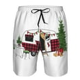 thumbnail image 4 of Naloa Vintage Buffalo Plaid Christmas Camper Men's Beach Shorts, Surfing shorts, Swim trunks, Quick Dry Swim Trunks for Surfing Beach Fun - XX-Large, 4 of 9