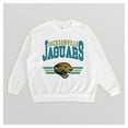 thumbnail image 4 of Women's Gameday Couture  White Jacksonville Jaguars Swift Strike Premium Oversized Fleece Pullover Sweatshirt, 4 of 4