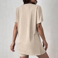 thumbnail image 5 of BOOMNY Womens 2 Peice Workout Shorts Sets Solid Short Sleeve Tops Gym Yoga Shorts Outfits for Women Summer Casual Matching Sets, 5 of 7
