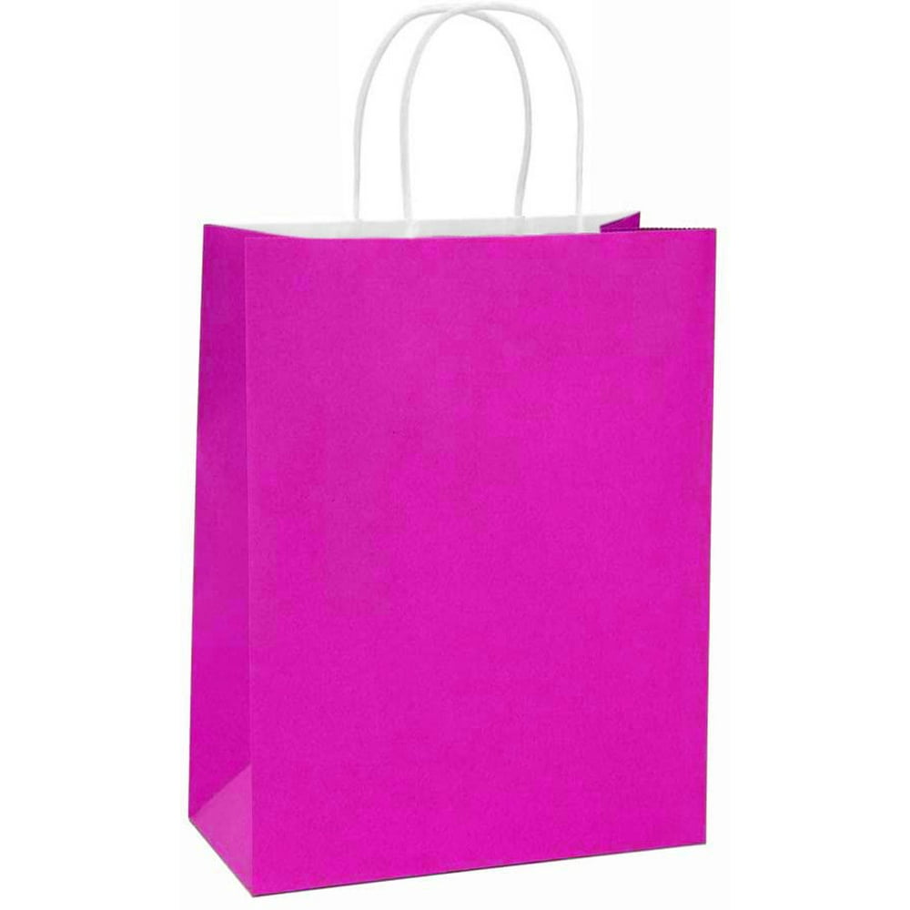 10x5x13 inch Paper Bags Kraft Hot Pink Gift Bags Bulk with