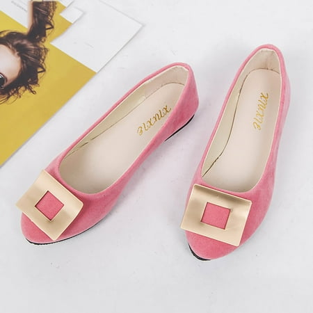 

FZM Women shoes Women Square Buckle Flat Shoes Slip On Pointed Toe Shallow Mouth Simple Single Shoes Casual Shoes Work Shoes