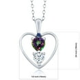 thumbnail image 2 of 925 Sterling Silver Green Mystic Topaz White Moissanite and Blue Created Sapphire Pendant Necklace for Women (0.84 Cttw, Gemstone Birthstone, Heart 5MM and 4MM, with 18 inch Silver Chain), 2 of 3
