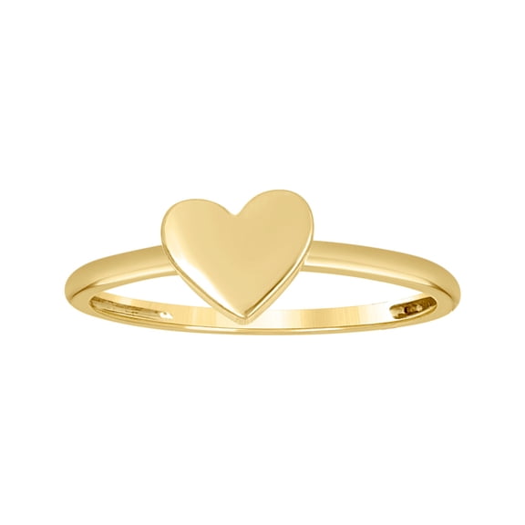 10k Yellow Gold Womens Love Heart Ring 6.2x1.2mm Wide Statement Ring for Women - 1.5 Grams