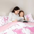 thumbnail image 4 of Erosebridal Bow Letter H Twin Comforter Sets for Girls, Pink Watercolor Ribbon Bedding Set, Pink Reversible, 2pcs, 4 of 6