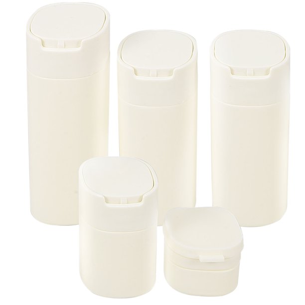 Juego de 4 botellas de viaje para loción, artículos de tocador y champú.