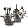thumbnail image 1 of NutriChef Ridge Line Batterie de Cuisine Antiadhésive, Ensemble de 12 Pcs, Gris, 1 of 7