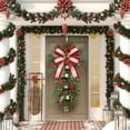 thumbnail image 6 of HaoXun Christmas Door Cover Ice Silk Fabric | Durable Wrinkle-Resistant Holiday Decor | 31.5x70.8 Inch Red Multicolor Decorative Hanging for Home, Shops (4 Ropes Included), 6 of 6