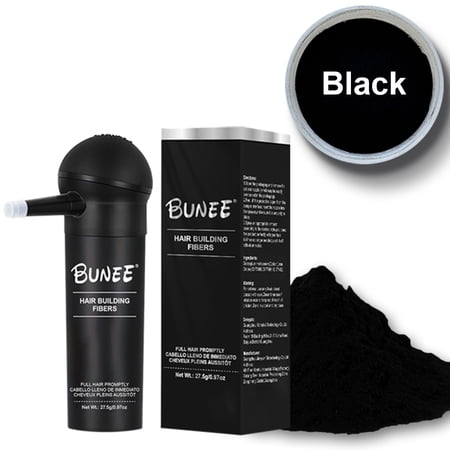 BUNEE Hair Building Fibers, Natural Looking Hair Thickening Powder for Thinning Hair, Easy Application Spray Applicator, 27.5g, Black