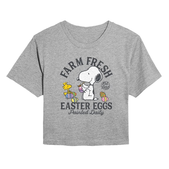Peanuts - Farm Fresh Easter Eggs Cropped Graphic T-Shirt