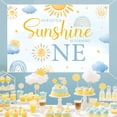 thumbnail image 2 of 5x3FT Sun 1st Birthday Backdrop Blue Orange Our Little Sunshine Is Turning One Background for Boys Sunshine Rainbow Clouds First Birthday Party Decorations Banner Photo Booth Props, 2 of 4