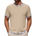 thumbnail image 2 of Men's Solid Color Basic Casual Short Sleeve Crewneck T-Shirt Top Tee for Daily Streetwear Loungewear Gym Workout Modern Fashion Essential | AESTIVO,Beige L, 2 of 8