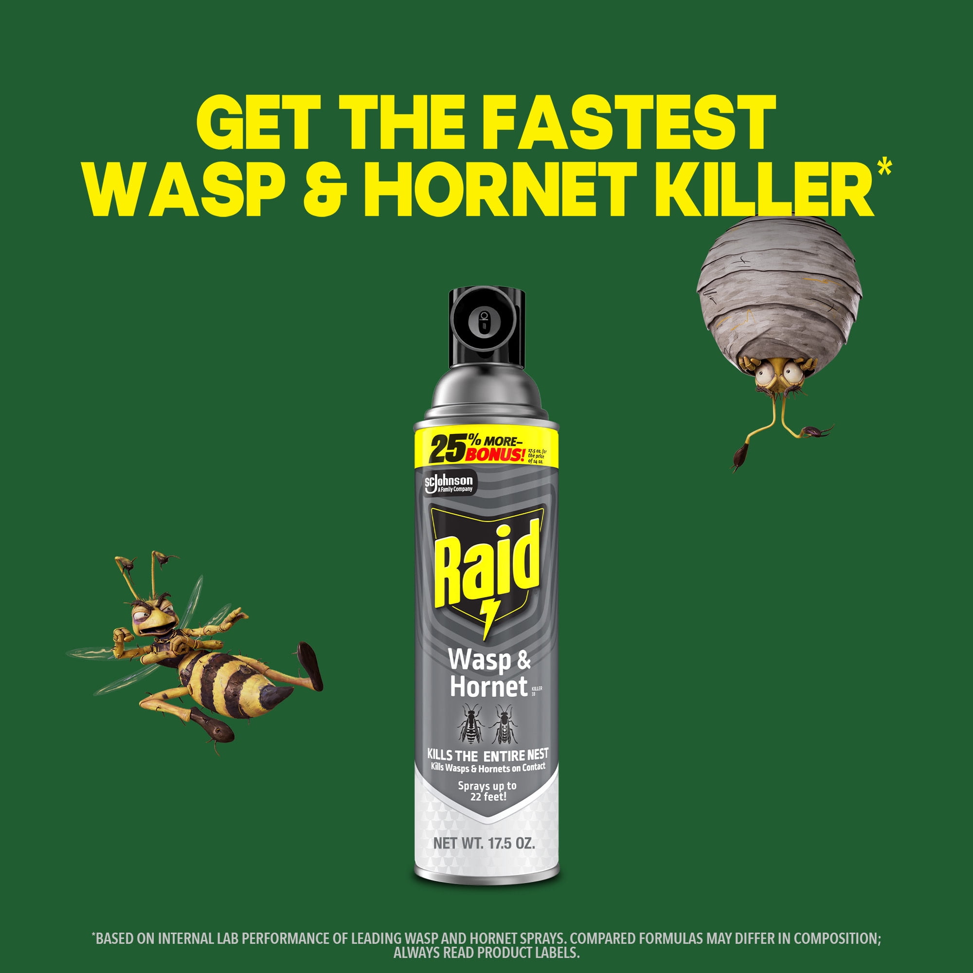 Raid Wasp & Hornet Killer, Outdoor Flying Insect Spray, 17.5 oz