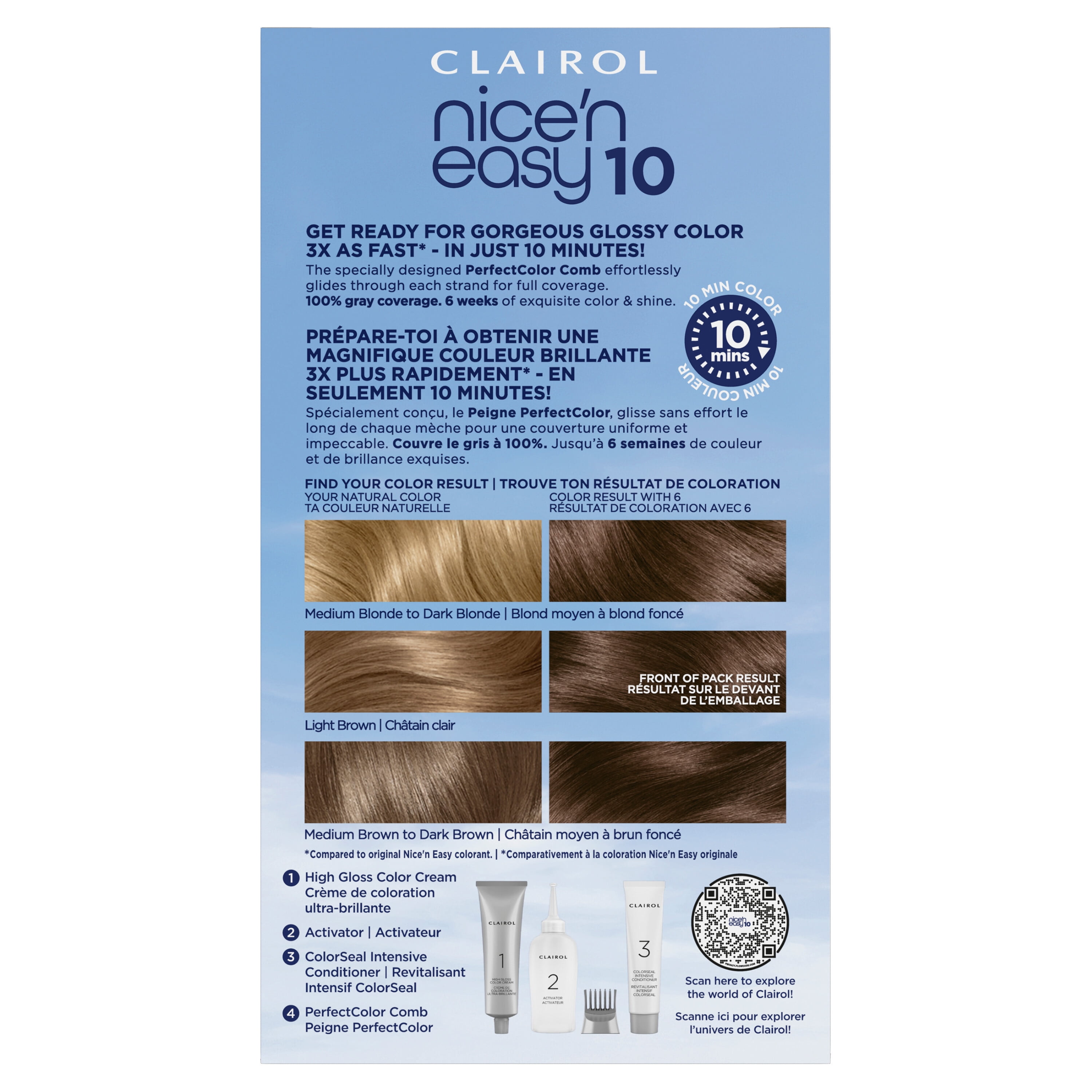 Clairol Nice'n Easy10 Permanent Hair Color Cream, 6 Light Brown, Hair Dye, 1 Application
