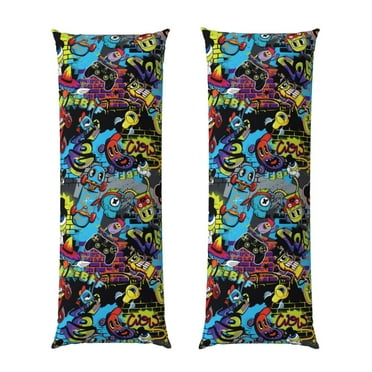 Body Pillow Cover With Zipper, Modern Graffiti Q Version Eyes Cooling Body Pillow Pillowcase For Hot Sleepers, Long Pillow Case For Bed And Sofa.