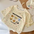 thumbnail image 5 of CYRBOKO Girls Outfit Sets, Short Sleeve Elastic Waist Summer Cotton T-shirts and Shorts Beige Size 7-8 T, 5 of 6