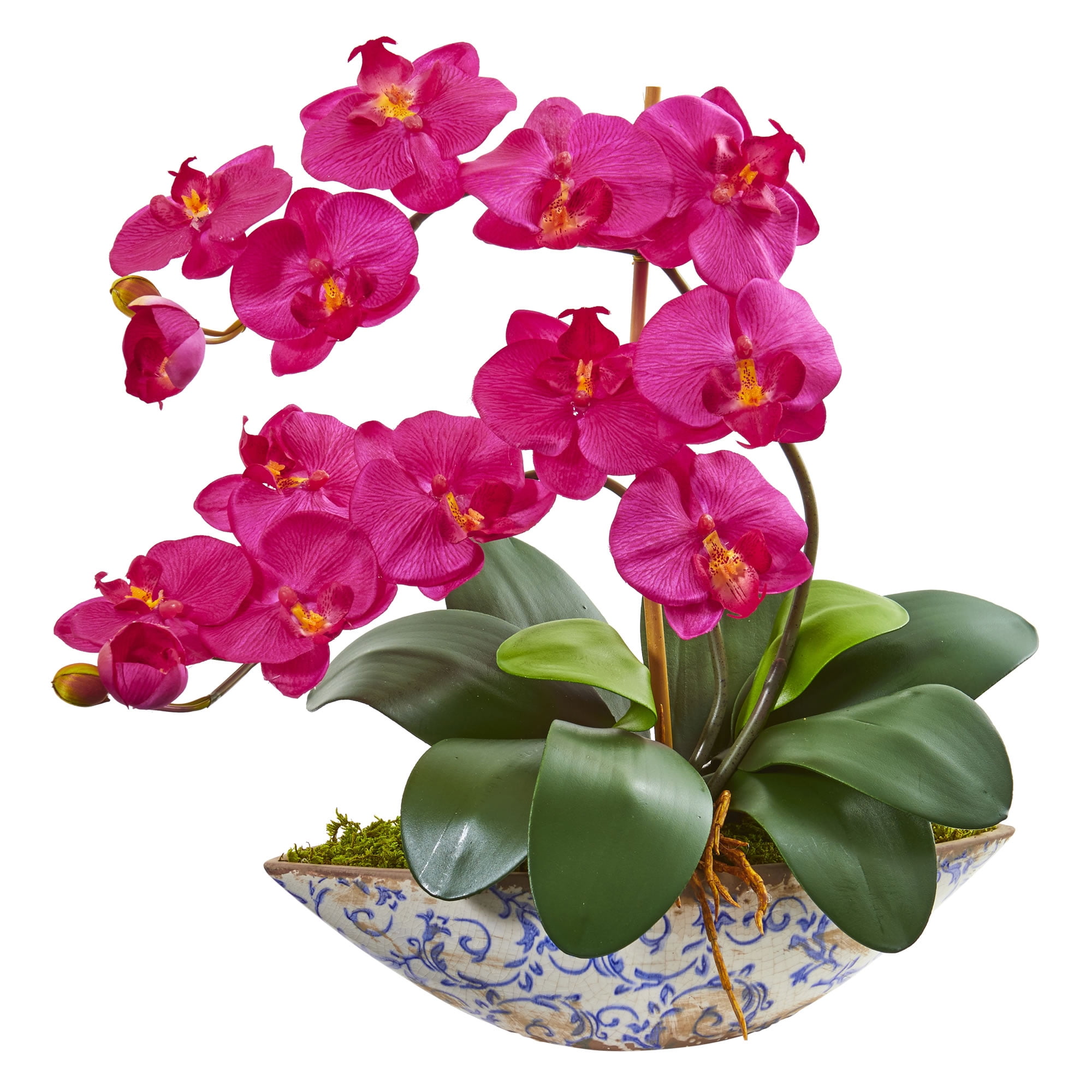 Nearly Natural Phalaenopsis Orchid Artificial Flower Arrangement In Vase Pink