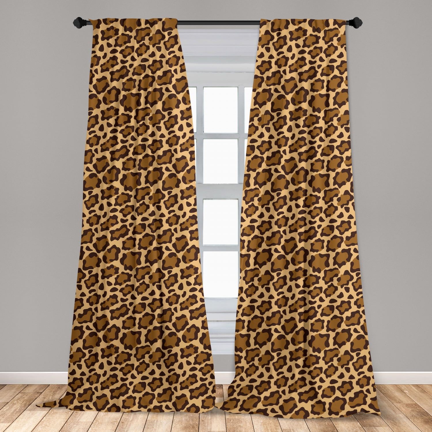 Leopard Print Curtains 2 Panels Set, Rhythmic Altered Version of
