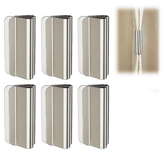 2026 New Magnetic Curtain Clips,6-Pair Curtain Magnets Closure Set for Light-Blocking,Detachable CurtainMagnets Closure,No Drill,Minimalist CurtainClips,for Home Bedroom Office ShowerCurtain