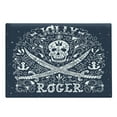 thumbnail image 1 of Skull Cutting Board, Pirates Jolly Roger Flag Sailor Crossed Tools Theme in Blue Tones, Decorative Tempered Glass Cutting and Serving Board, in 3 Sizes, by Ambesonne, 1 of 2