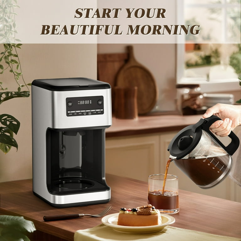 Havato Drip Coffee Maker for Home Kitchen Coffee Shop, 14-Cup, Stylish Compact Design, Silver