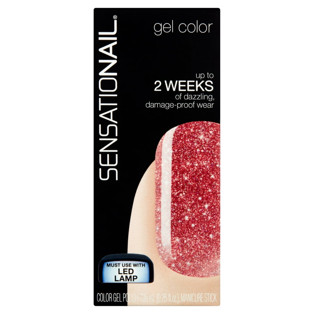 Sensationail Gel Nail Polish (Red), Rose Gold Glitter, 0.25 fl oz ...