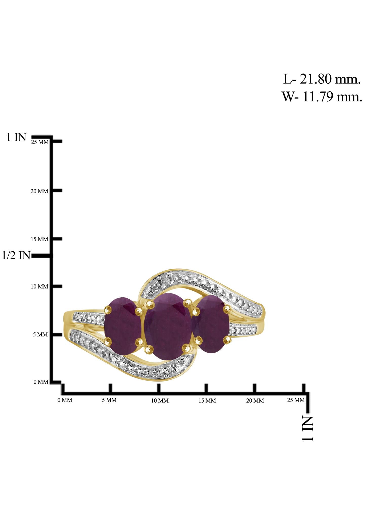 JewelersClub Ruby Ring Birthstone Jewelry – 1.75 Carat Ruby 14K Gold Plated Silver Ring Jewelry with White Diamond Accent – Gemstone Rings with Hypoallergenic 14K Gold Plated Silver Band