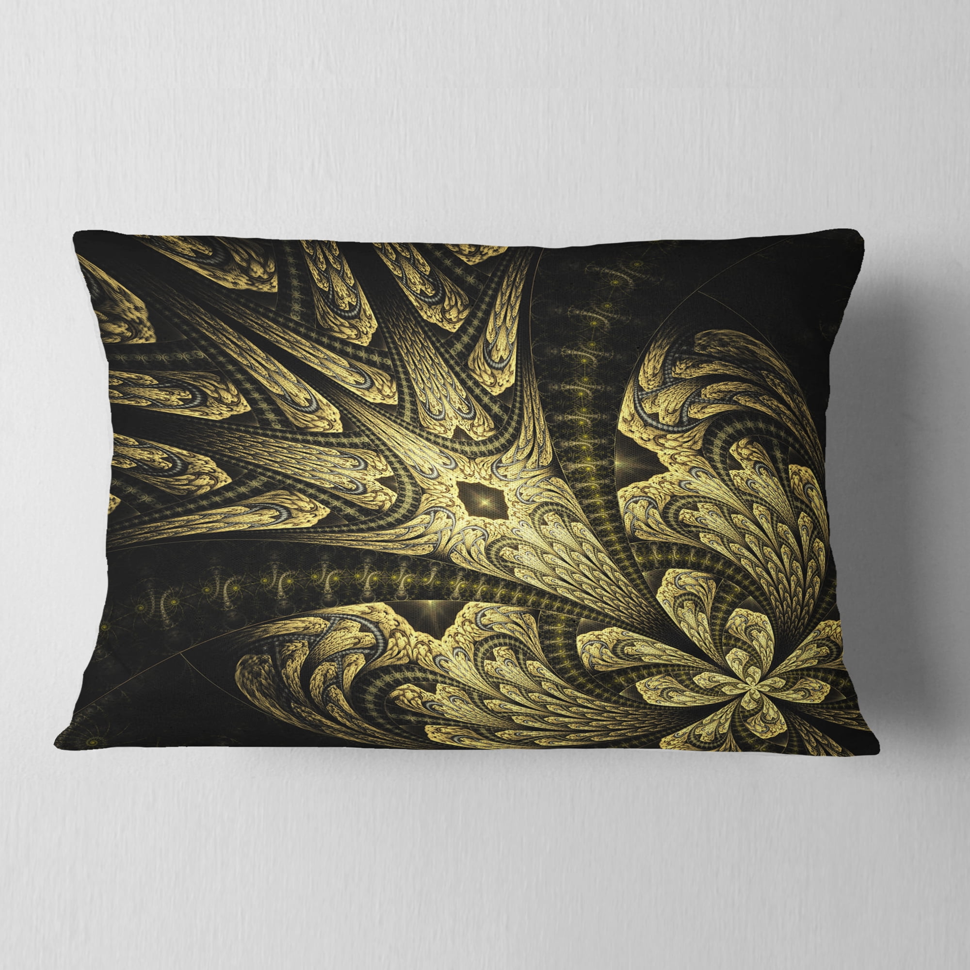 Designart 12" x 20" Black Polyester Throw Pillow