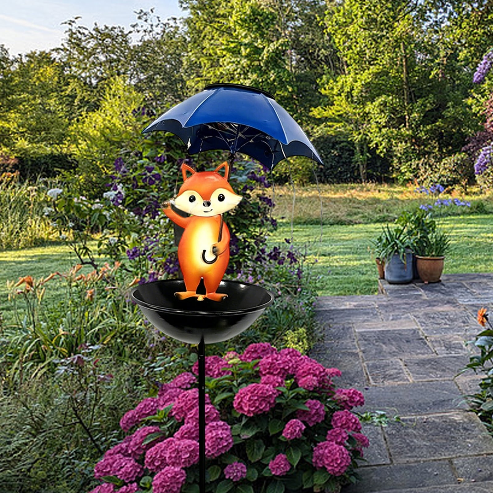 Solar Powered Bird Feeder with Hummingbird Perch, Outdoor Garden Lights, Artistic Ornaments
