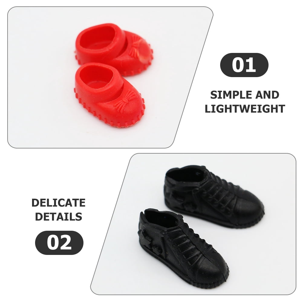 Chaussures Miniature 1/12 Pour Maison De Poupée - Accessoire Déco Noir En Métal - 2x0,8x0,7 Cm