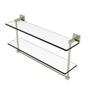 Montero Collection 22 Inch Two Tiered Glass Shelf with Integrated Towel Bar