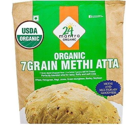 ORGANIC 7GRAIN METHI ATTA 1KG (2.2LB) (Best Atta Flour For Chapati Uk)