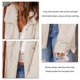 thumbnail image 5 of Chaqueta Abrigo Manga Larga Solapa Bolsillo Botón Color Puro Grueso Abrigo Casual para Mujer Blanco L, 5 of 6