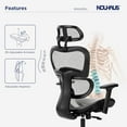 thumbnail image 5 of NOUHAUS Ergo3DL Ergonomic High-Back Mesh Office Chair with Adjustable Headrest, Lumbar Support, and Armrests, Gray, 5 of 6