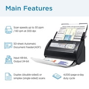 Plustek PS188 High Speed Document Scanner - 30 Pages Per Minute, with Full Text Search Engines,Multiple Scan Destinations. Support Windows 7/8/10