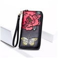thumbnail image 3 of Ayli Women's RFID Block Leather Butterfly Zip Around Cell Phone Clutch Wallet, 3 of 7