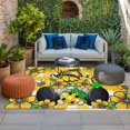 thumbnail image 2 of Flower Gnomes Outdoor Rug for Patio/Deck/Porch, Non-Slip Large Area Rug 3 x 5 Ft, Yellow Botanical Floral Plaid Star Bee Indoor Outdoor Rugs Washable Area Rugs, Reversible Camping Rug Carpet Runner, 2 of 8