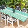 thumbnail image 2 of Teal Green Boho Table Cloths for 8 Foot Rectangle Tables, Vintage Ethnic Tribe Abstract Art Patio Waterproof Elastic Fitted Tablecloths, Washable Rectangular Table Cover for Camping, 2 of 8