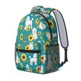 thumbnail image 2 of Poodle and Sunflowers Teal Pattern Backpack for School, Cute School Bag with Adjustable Shoulder Straps and Padded Back, 15.3"x11"x6.7", 2 of 5