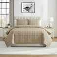thumbnail image 2 of VCNY Home Square 3-Piece Taupe Textured Grid Pinsonic Quilt Set, Full/Queen, Adult, Unisex, 2 of 5