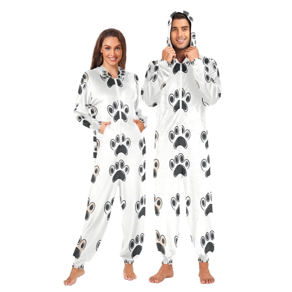 FORMRS Onesies Pajama for Adults Unisex Hoodie Winter Jumpsuit One Piece Sleepwear, Sizes S-2XL, Cartoon Cat Paw