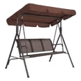 thumbnail image 1 of 3-Seat Outdoor Swing Chair with Adjustable Canopy – Waterproof & UV Resistant Glider Bench, Heavy-Duty Steel Frame, Non-Slip Feet, 500 lbs Capacity – Brown, 1 of 8