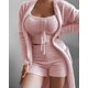 thumbnail image 1 of Conjunto de Pijama de terciopelo de felpa para mujer, Top corto, pantalones largos y abrigo, traje de 3 piezas, ropa de dormir suave, otoño e invierno, 2023, 1 of 4