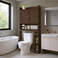 thumbnail image 3 of Aiho 70.3" Tall Over the Toilet Storage Cabinet, Bathroom Organizer Above Toilet with Adjustable Shelves & 2 Side Hooks, Space Saver for Bathroom, Laundry, Dark Brown, 3 of 11